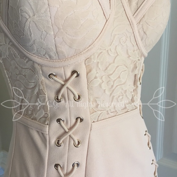 Nude Lace Panel Bustier Dress Size S - Picture 4 of 8